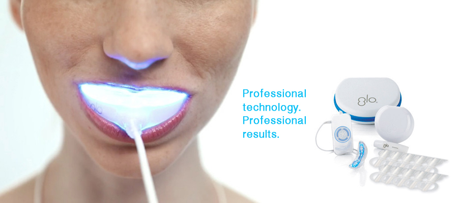 Glo Professional technology. Professional Results - Glo Teeth Whitening System advert